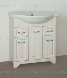 Тумба с раковиной Style Line Олеандр-2 75 (2ящ.) под умывальник Байкал 75, рельеф пастель - фото, отзывы, цена