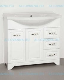 Тумба с раковиной Style Line Олеандр-2 90 (3 ящ.) под умывальник Эльбрус 90, белая - фото, отзывы, цена