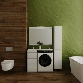 Тумба с раковиной напольная Style Line Даллас 100 3 ящика Люкс белая, PLUS, левый - фото, отзывы, цена