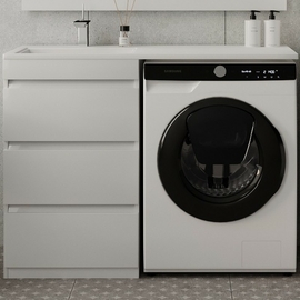 Тумба с раковиной напольная Style Line Даллас 110 3 ящика Люкс белая, PLUS - фото, отзывы, цена