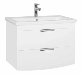 Тумба с раковиной подвесная Style Line Жасмин 2 2 ящика, Комо 80, Люкс белая, PLUS - фото, отзывы, цена