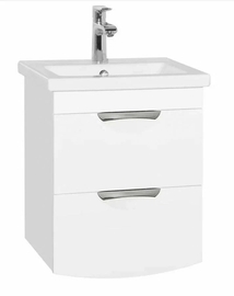 Тумба с раковиной подвесная Style Line Жасмин 2 2 ящика, Комо 50, Люкс белая, PLUS - фото, отзывы, цена