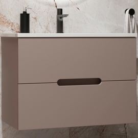 Тумба с раковиной подвесная Style Line Матис 80, Classic 80, 2 ящика, тауп темный, эмаль - фото, отзывы, цена