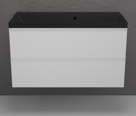 Тумба подвесная Style Line Манхэттен 100 с раковиной Asti 100 антрацит, эмаль, 2 ящика, Plus, белая матовая - фото, отзывы, цена