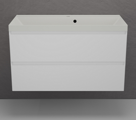 Тумба подвесная Style Line Манхэттен 100 с раковиной Asti 100 жасмин, эмаль, 2 ящика, Plus, белая матовая - фото, отзывы, цена