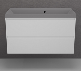 Тумба подвесная Style Line Манхэттен 100 с раковиной Asti 100 серый шелк, эмаль, 2 ящика, Plus, белая матовая - фото, отзывы, цена