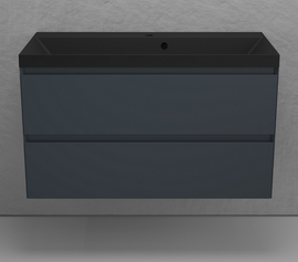 Тумба подвесная Style Line Манхэттен 100 с раковиной Asti 100 антрацит, эмаль, 2 ящика, Plus, графит - фото, отзывы, цена