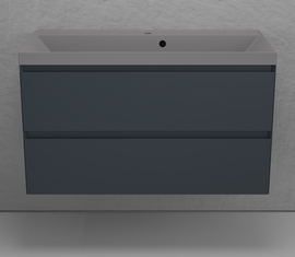 Тумба подвесная Style Line Манхэттен 100 с раковиной Asti 100 серый шелк, эмаль, 2 ящика, Plus, графит - фото, отзывы, цена