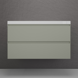 Тумба подвесная Style Line Манхэттен 100 с раковиной Asti 100, эмаль, 2 ящика, Plus, олива - фото, отзывы, цена