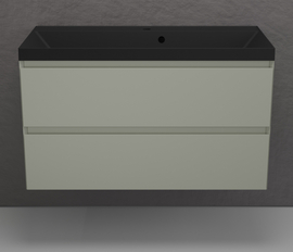 Тумба подвесная Style Line Манхэттен 100 с раковиной Asti 100 антрацит, эмаль, 2 ящика, Plus, олива - фото, отзывы, цена