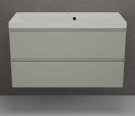 Тумба подвесная Style Line Манхэттен 100 с раковиной Asti 100 жасмин, эмаль, 2 ящика, Plus, олива - фото, отзывы, цена