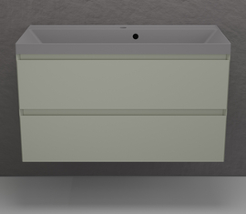 Тумба подвесная Style Line Манхэттен 100 с раковиной Asti 100 серый шелк, эмаль, 2 ящика, Plus, олива - фото, отзывы, цена