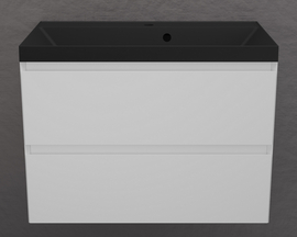 Тумба подвесная Style Line Манхэттен 80 с раковиной Asti 80 антрацит, эмаль, 2 ящика, Plus, белая матовая - фото, отзывы, цена
