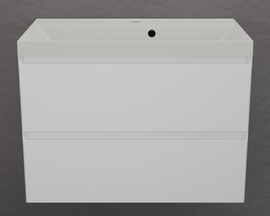 Тумба подвесная Style Line Манхэттен 80 с раковиной Asti 80 жасмин, эмаль, 2 ящика, Plus, белая матовая - фото, отзывы, цена