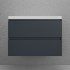 Тумба подвесная Style Line Манхэттен 80 с раковиной Asti 80, эмаль, 2 ящика, Plus, графит - фото, отзывы, цена