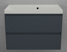 Тумба подвесная Style Line Манхэттен 80 с раковиной Asti 80 жасмин, эмаль, 2 ящика, Plus, графит - фото, отзывы, цена