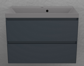 Тумба подвесная Style Line Манхэттен 80 с раковиной Asti 80 серый шелк, эмаль, 2 ящика, Plus, графит - фото, отзывы, цена