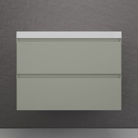 Тумба подвесная Style Line Манхэттен 80 с раковиной Asti 80, эмаль, 2 ящика, Plus, олива - фото, отзывы, цена