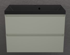 Тумба подвесная Style Line Манхэттен 80 с раковиной Asti 80 антрацит, эмаль, 2 ящика, Plus, олива - фото, отзывы, цена