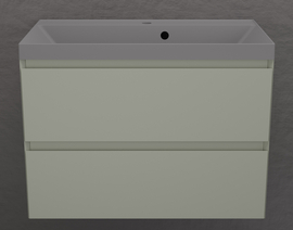 Тумба подвесная Style Line Манхэттен 80 с раковиной Asti 80 серый шелк, эмаль, 2 ящика, Plus, олива - фото, отзывы, цена