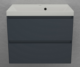 Тумба подвесная Style Line Манхэттен 70 с раковиной Asti 70 жасмин, эмаль, 2 ящика, Plus, графит - фото, отзывы, цена