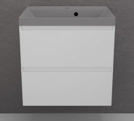 Тумба подвесная Style Line Манхэттен 60 с раковиной Asti 60 серый шелк, эмаль, 2 ящика, Plus, белая матовая - фото, отзывы, цена