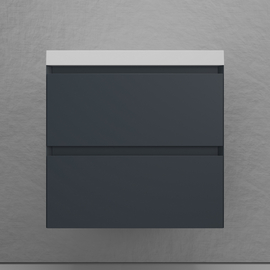 Тумба подвесная Style Line Манхэттен 60 с раковиной Asti 60, эмаль, 2 ящика, Plus, графит - фото, отзывы, цена