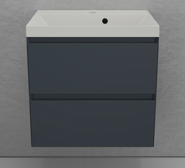 Тумба подвесная Style Line Манхэттен 60 с раковиной Asti 60 жасмин, эмаль, 2 ящика, Plus, графит - фото, отзывы, цена