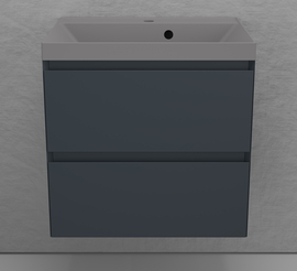 Тумба подвесная Style Line Манхэттен 60 с раковиной Asti 60 серый шелк, эмаль, 2 ящика, Plus, графит - фото, отзывы, цена