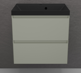 Тумба подвесная Style Line Манхэттен 60 с раковиной Asti 60 антрацит, эмаль, 2 ящика, Plus, олива - фото, отзывы, цена