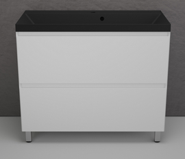 Тумба напольная Style Line Манхэттен 100 с раковиной Asti 100 антрацит, эмаль, 2 ящика, Plus, белая матовая - фото, отзывы, цена