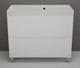 Тумба напольная Style Line Манхэттен 100 с раковиной Asti 100 жасмин, эмаль, 2 ящика, Plus, белая матовая - фото, отзывы, цена