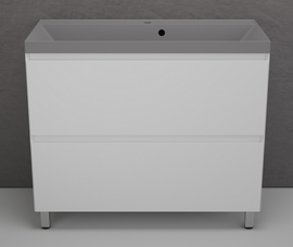 Тумба напольная Style Line Манхэттен 100 с раковиной Asti 100 серый шелк, эмаль, 2 ящика, Plus, белая матовая - фото, отзывы, цена