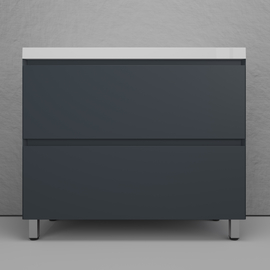 Тумба напольная Style Line Манхэттен 100 с раковиной Asti 100, эмаль, 2 ящика, Plus, графит - фото, отзывы, цена