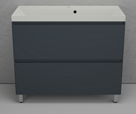 Тумба напольная Style Line Манхэттен 100 с раковиной Asti 100 жасмин, эмаль, 2 ящика, Plus, графит - фото, отзывы, цена