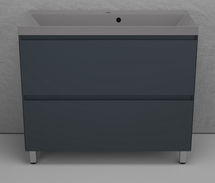Тумба напольная Style Line Манхэттен 100 с раковиной Asti 100 серый шелк, эмаль, 2 ящика, Plus, графит - фото, отзывы, цена