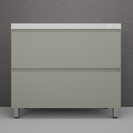 Тумба напольная Style Line Манхэттен 100 с раковиной Asti 100, эмаль, 2 ящика, Plus, олива - фото, отзывы, цена