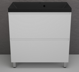 Тумба напольная Style Line Манхэттен 80 с раковиной Asti 80 антрацит, эмаль, 2 ящика, Plus, белая матовая - фото, отзывы, цена