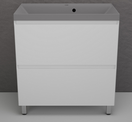 Тумба напольная Style Line Манхэттен 80 с раковиной Asti 80 серый шелк, эмаль, 2 ящика, Plus, белая матовая - фото, отзывы, цена