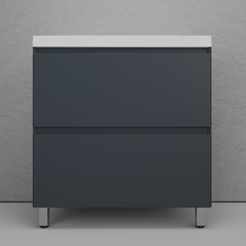 Тумба напольная Style Line Манхэттен 80 с раковиной Asti 80, эмаль, 2 ящика, Plus, графит - фото, отзывы, цена