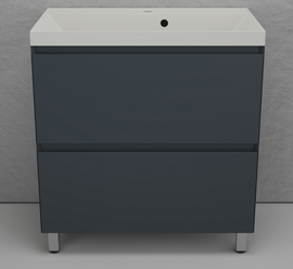 Тумба напольная Style Line Манхэттен 80 с раковиной Asti 80 жасмин, эмаль, 2 ящика, Plus, графит - фото, отзывы, цена