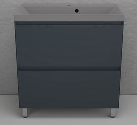 Тумба напольная Style Line Манхэттен 80 с раковиной Asti 80 серый шелк, эмаль, 2 ящика, Plus, графит - фото, отзывы, цена