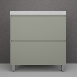 Тумба напольная Style Line Манхэттен 80 с раковиной Asti 80, эмаль, 2 ящика, Plus, олива - фото, отзывы, цена