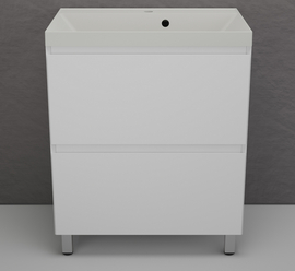 Тумба напольная Style Line Манхэттен 70 с раковиной Asti 70 жасмин, эмаль, 2 ящика, Plus, белая матовая - фото, отзывы, цена