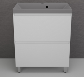 Тумба напольная Style Line Манхэттен 70 с раковиной Asti 70 серый шелк, эмаль, 2 ящика, Plus, белая матовая - фото, отзывы, цена