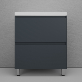 Тумба напольная Style Line Манхэттен 70 с раковиной Asti 70, эмаль, 2 ящика, Plus, графит - фото, отзывы, цена