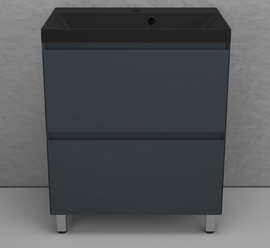 Тумба напольная Style Line Манхэттен 70 с раковиной Asti 70 антрацит, эмаль, 2 ящика, Plus, графит - фото, отзывы, цена