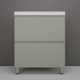 Тумба напольная Style Line Манхэттен 70 с раковиной Asti 70, эмаль, 2 ящика, Plus, олива - фото, отзывы, цена
