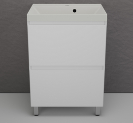 Тумба напольная Style Line Манхэттен 60 с раковиной Asti 60 жасмин, эмаль, 2 ящика, Plus, белая матовая - фото, отзывы, цена