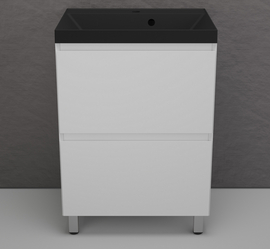 Тумба напольная Style Line Манхэттен 60 с раковиной Asti 60 антрацит, эмаль, 2 ящика, Plus, белая матовая - фото, отзывы, цена